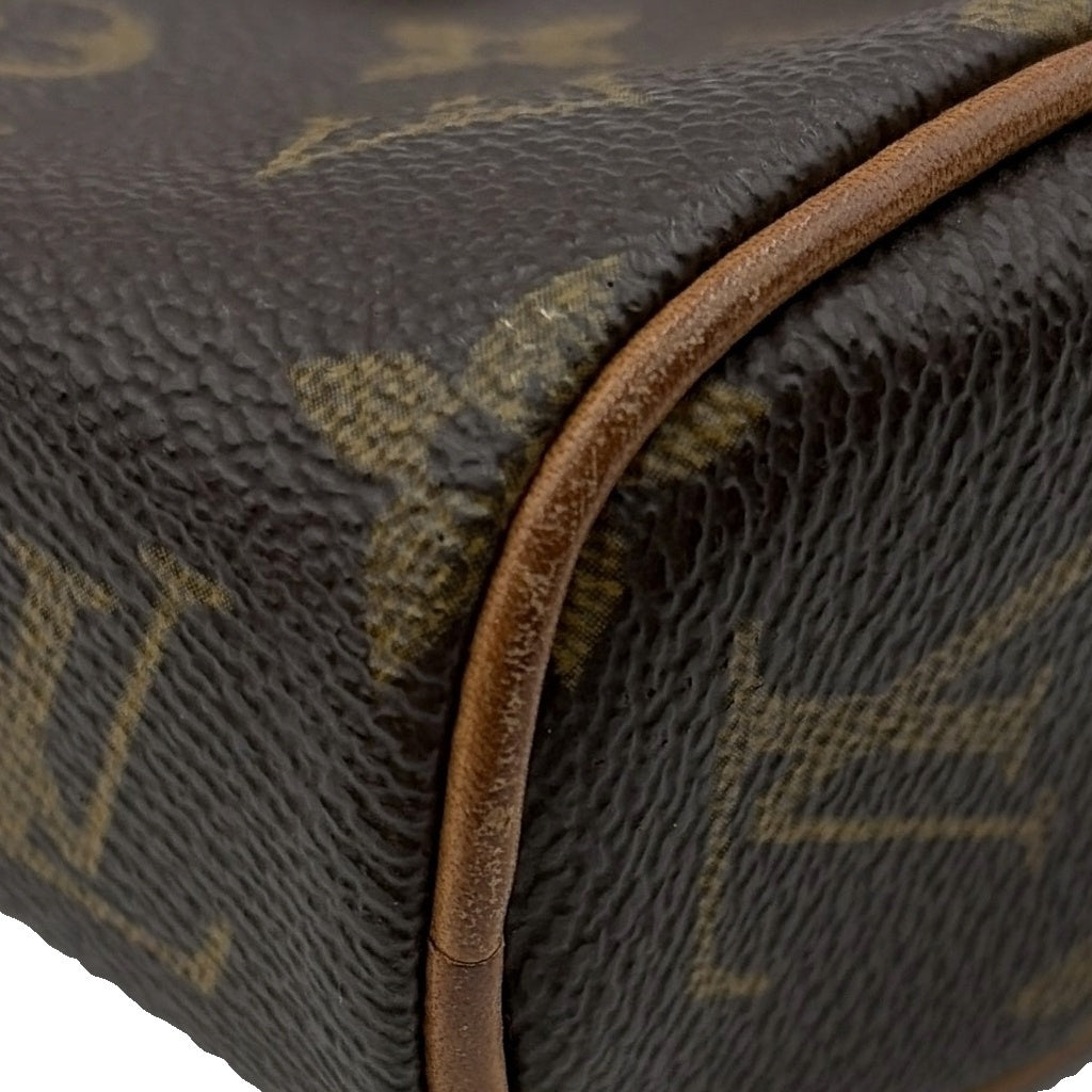 LOUIS VUITTON(ルイヴィトン) モノグラム ソナチネ ハンドバッグ ブラウン レザー×PVC M51902 ゴールド金具