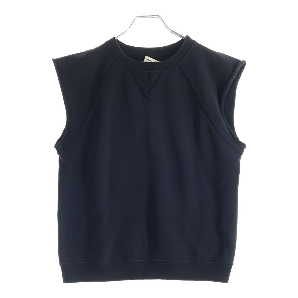 YVES SAINT LAURENT(イヴサンローラン) カットオフ ノースリーブスウェット タンクトップ コットン ブラック 314686