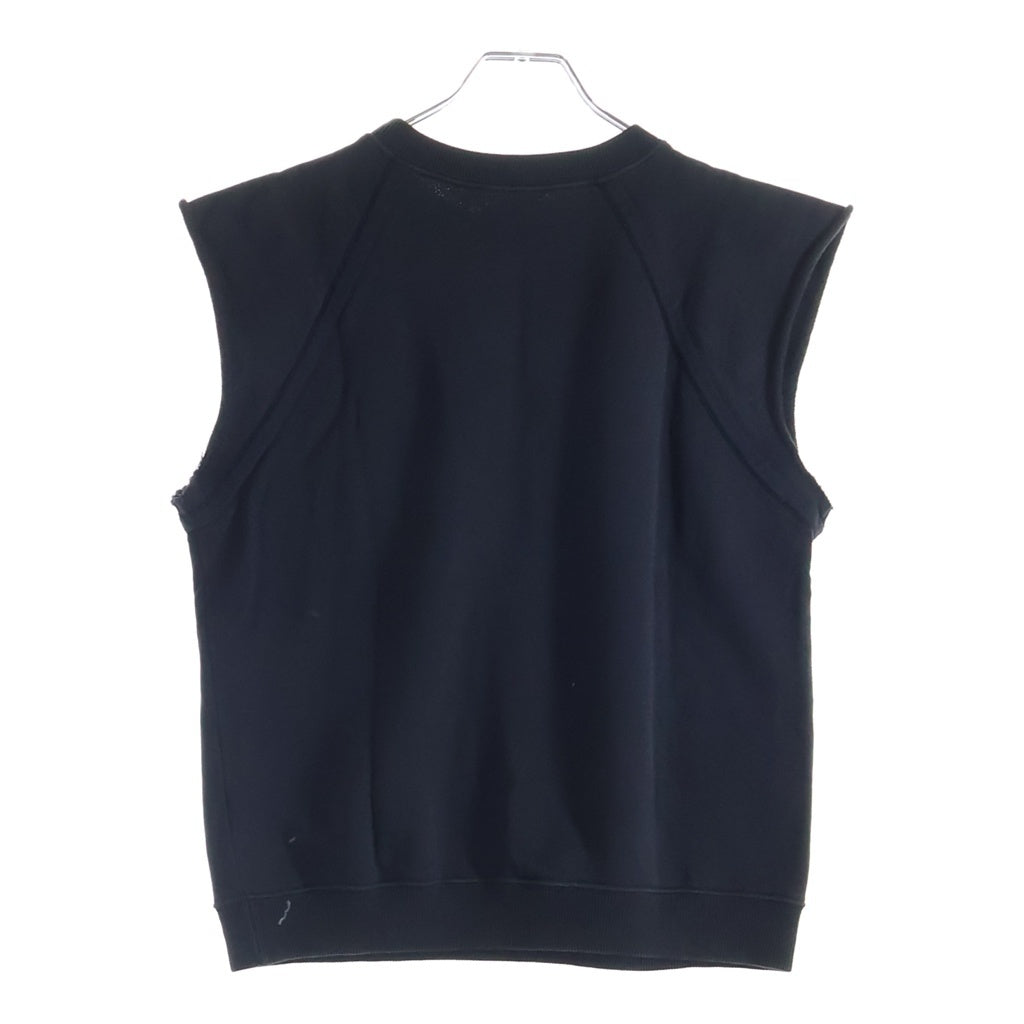 YVES SAINT LAURENT(イヴサンローラン) カットオフ ノースリーブスウェット タンクトップ コットン ブラック 314686