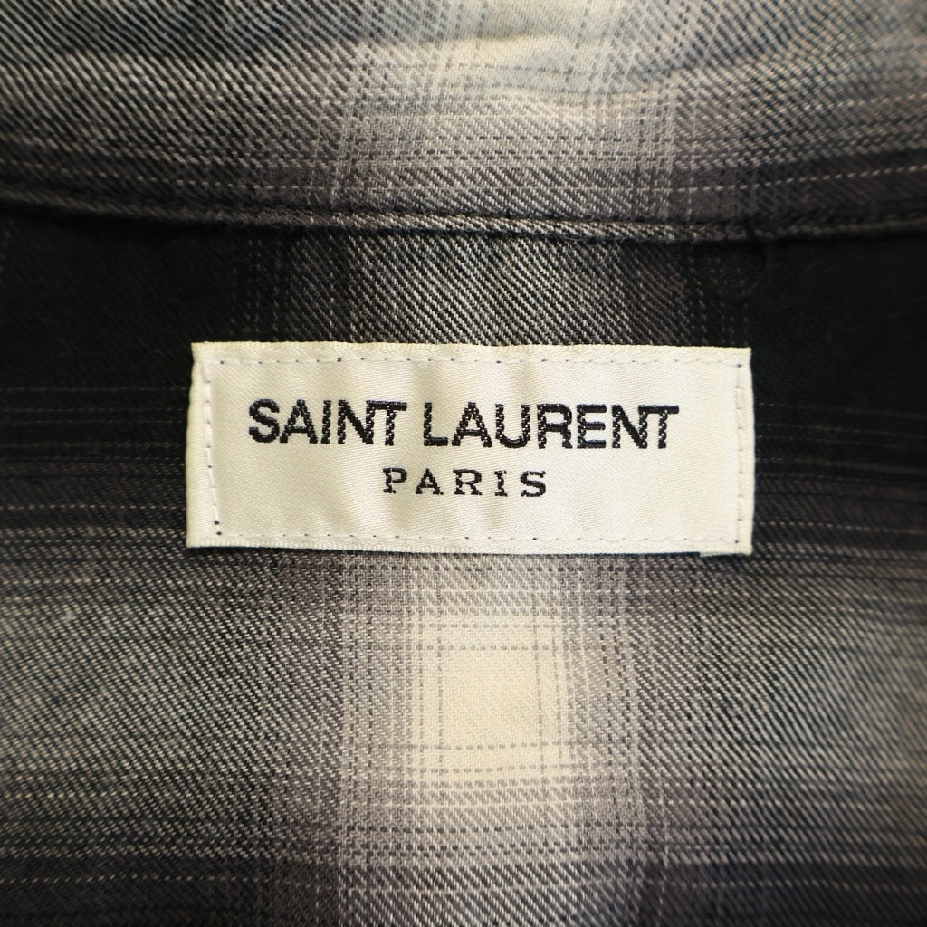 YVES SAINT LAURENT(イヴサンローラン) オンブレチェック ウエスタン 長袖 シャツ ブラック 396678