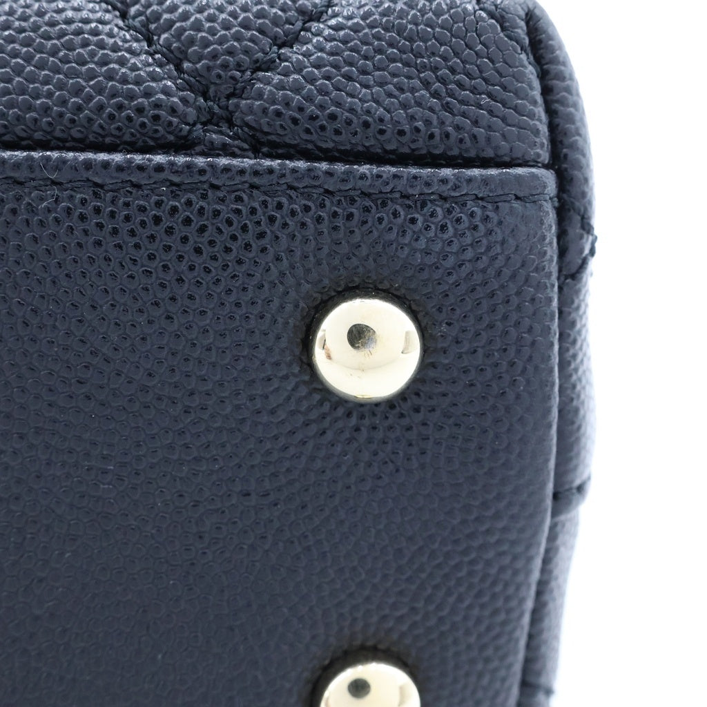 CHANEL(シャネル) ココハンドルXS チェーンハンドル 2WAYハンドバッグ ショルダーバッグ ブラック キャビアスキン プレートシリアル A92990 ゴールド金具 レディース