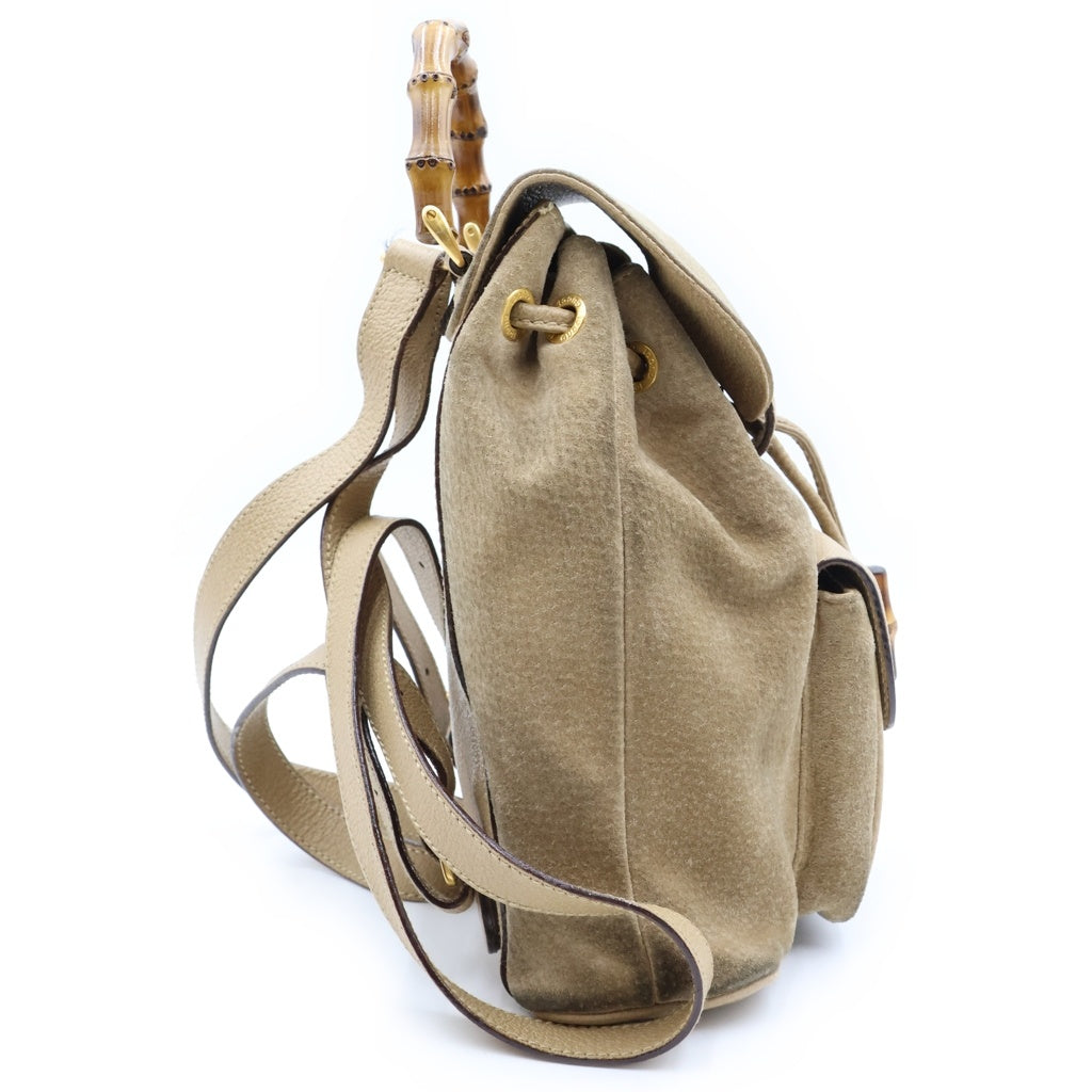 GUCCI(グッチ) バンブー リュックサック バックパック ベージュ スエード 003・1705・0030 ゴールド金具
