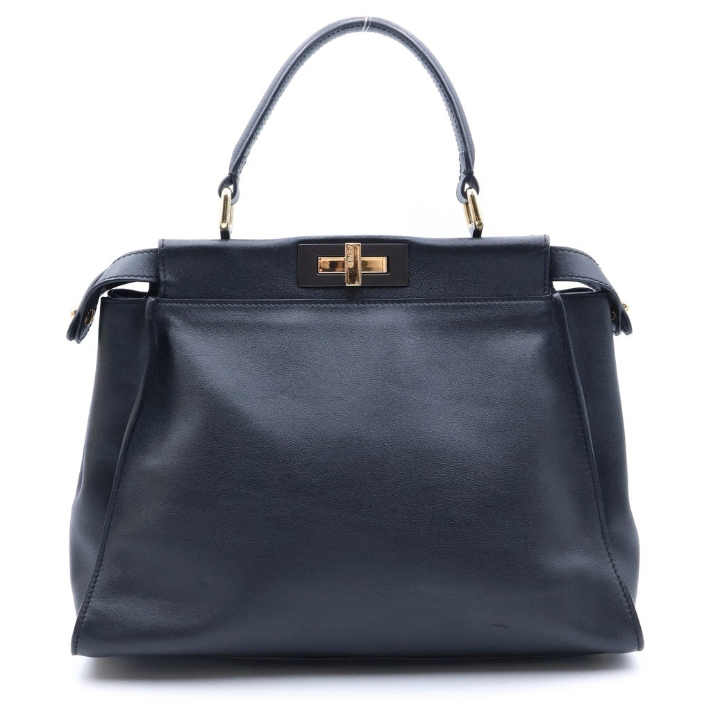 FENDI(フェンディ) ピーカブー ミディアム ハンドバッグ ブラック レザー ゴールド金具 レディース
