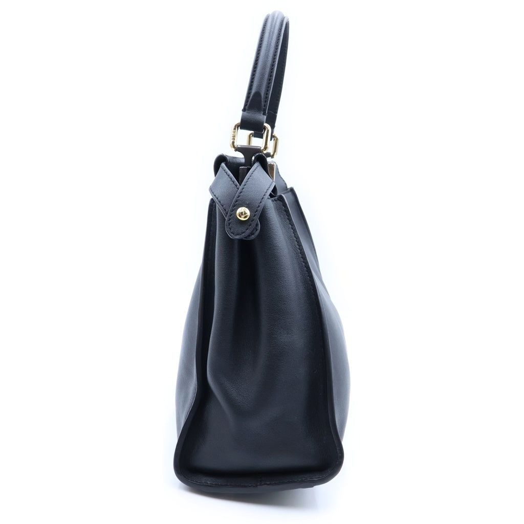 FENDI(フェンディ) ピーカブー ミディアム ハンドバッグ ブラック レザー ゴールド金具 レディース