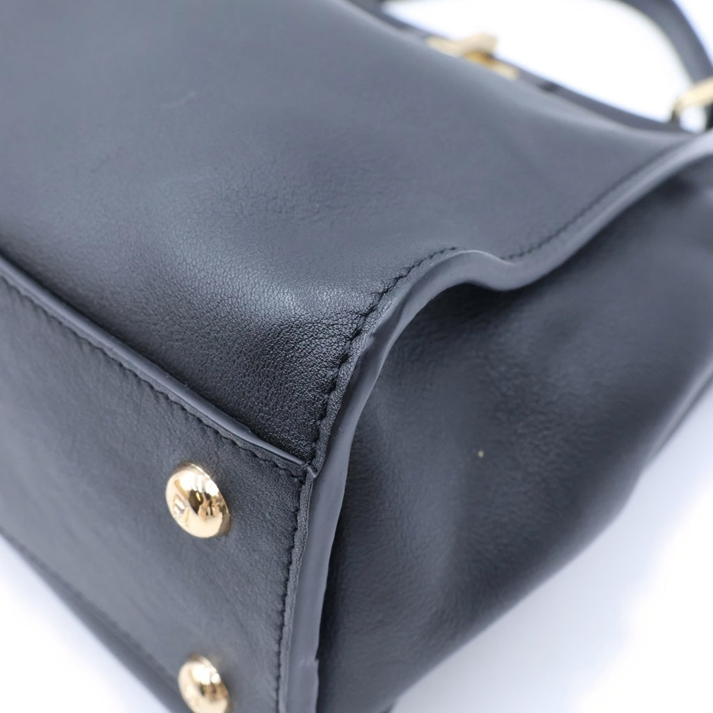 FENDI(フェンディ) ピーカブー ミディアム ハンドバッグ ブラック レザー ゴールド金具 レディース
