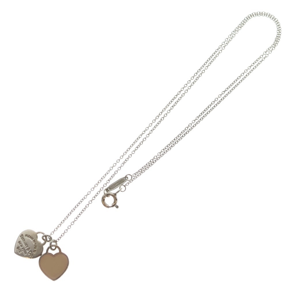 TIFFANY & Co.(ティファニー) リターントゥティファニー ミニダブルハートタグ ネックレス ペンダント チェーン シルバー×ピンク SV925 レディース