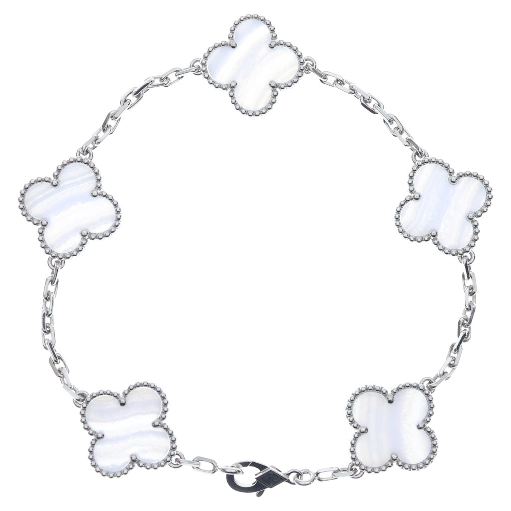 Van Cleef & Arpels(ヴァンクリーフアンドアーペル) ヴィンテージアルハンブラ ブレスレット カルセドニー 5モチーフ K18ホワイトゴールド VCARD34700