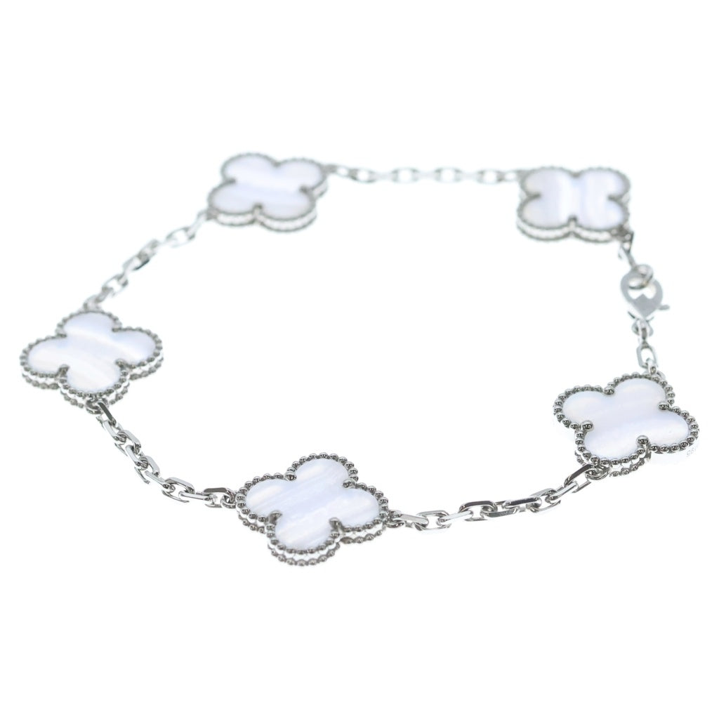 Van Cleef & Arpels(ヴァンクリーフアンドアーペル) ヴィンテージアルハンブラ ブレスレット カルセドニー 5モチーフ K18ホワイトゴールド VCARD34700