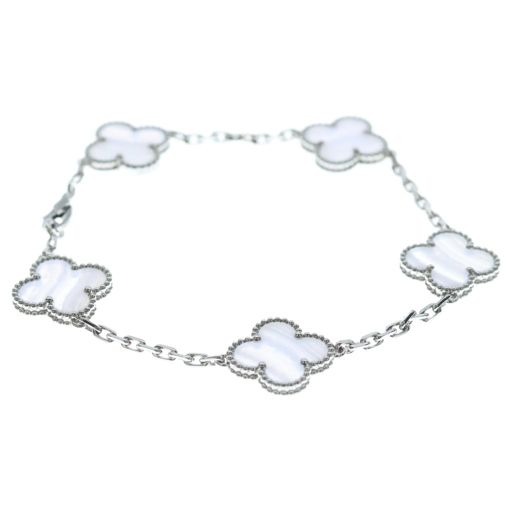 Van Cleef & Arpels(ヴァンクリーフアンドアーペル) ヴィンテージアルハンブラ ブレスレット カルセドニー 5モチーフ K18ホワイトゴールド VCARD34700