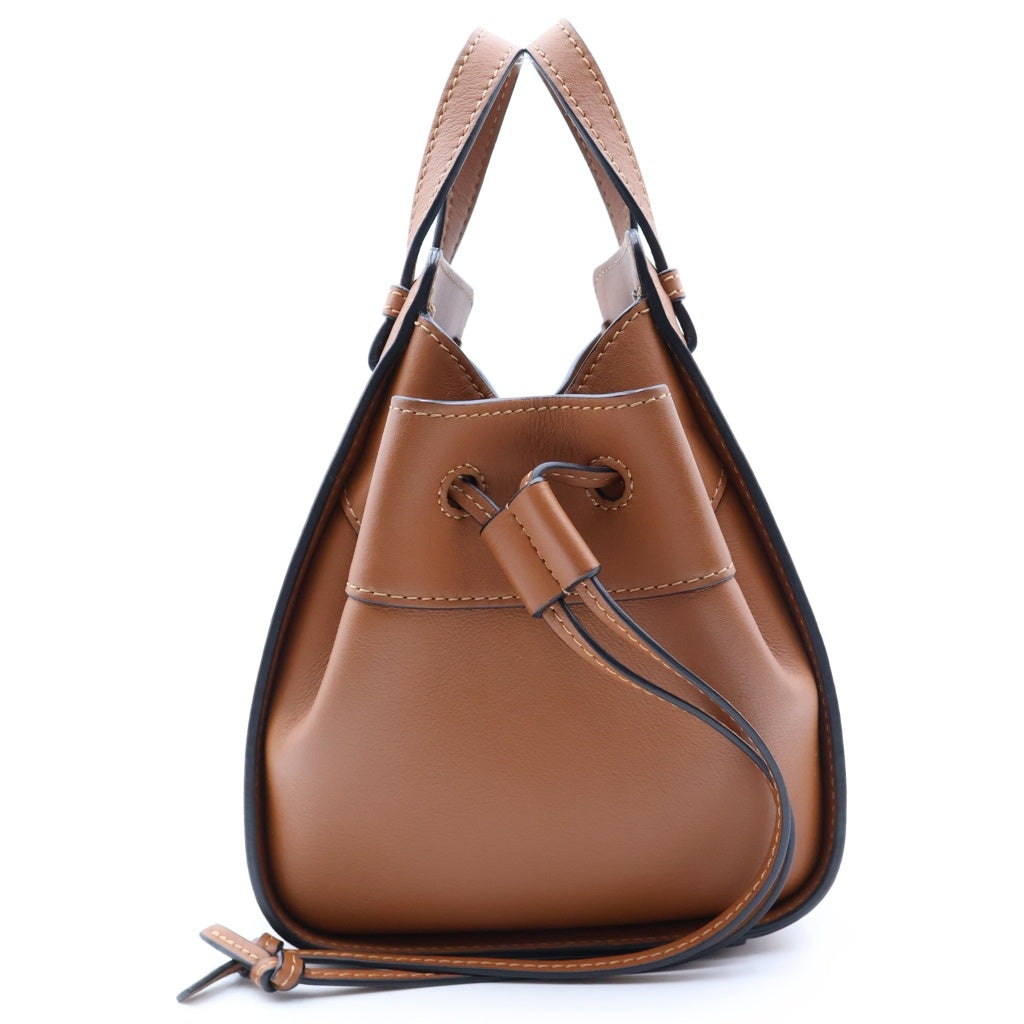 LOEWE(ロエベ) ハンモック ドローストリングバッグ 2WAYハンドバッグ ショルダーバッグ ブラウン レザー シルバー金具 レディース
