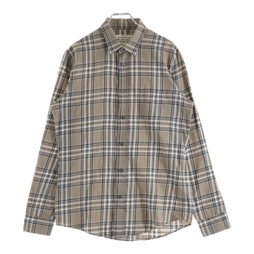 Maison Martin Margiela(メゾンマルタンマルジェラ) フロントポケット長袖チェックシャツ ブラウン S30DL0207
