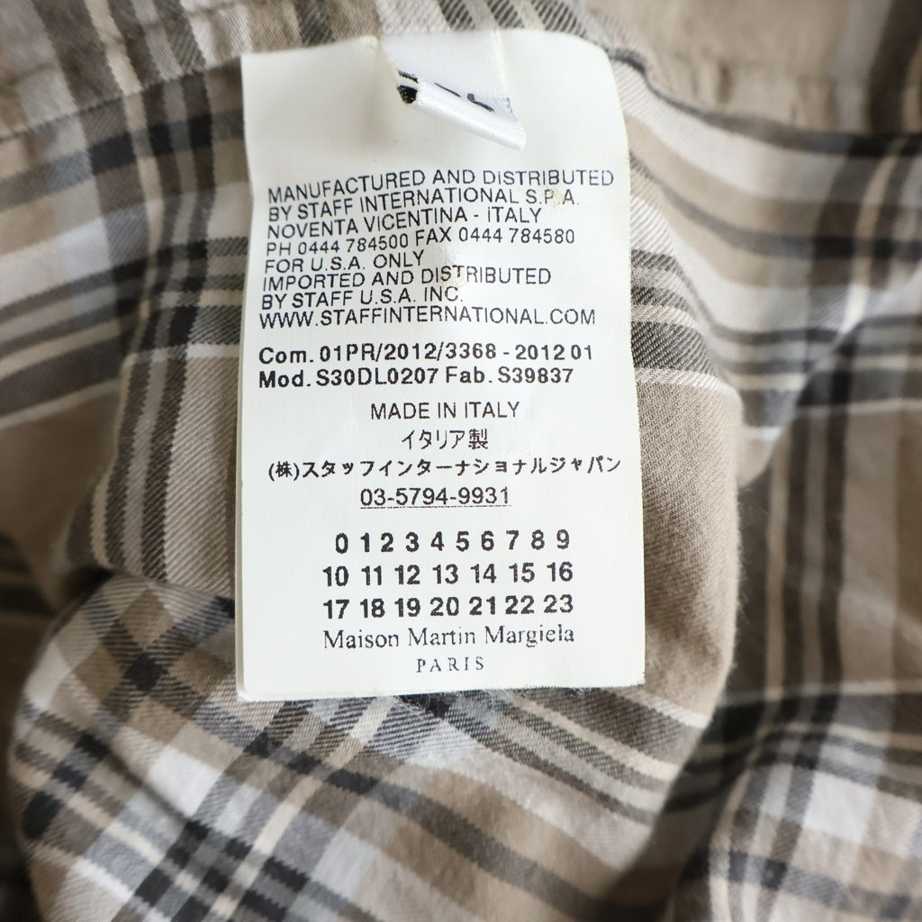 Maison Martin Margiela(メゾンマルタンマルジェラ) フロントポケット長袖チェックシャツ ブラウン S30DL0207