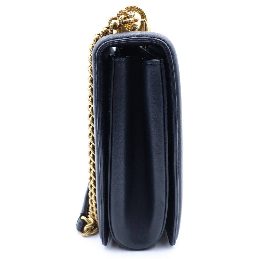 DOLCE & GABBANA(ドルチェアンドガッバーナ) ディヴォーション ショルダーバッグ ブラック レザー ゴールド金具 レディース