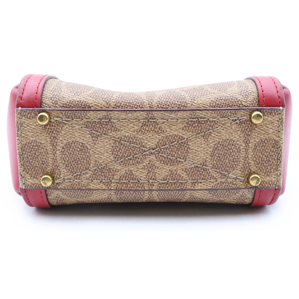 COACH(コーチ) シグネチャー 2WAYバッグ ハンドバッグ ショルダーバッグ レッド×ブラウン レザー×PVC 84228 ゴールド金具