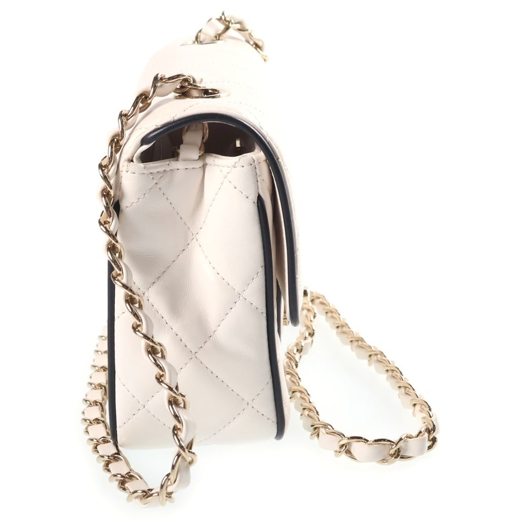 CHANEL(シャネル) マトラッセ SフラップSチェーンショルダーバッグ ホワイト×ブラック ラムスキン プレートシリアル AP4512 ゴールド金具