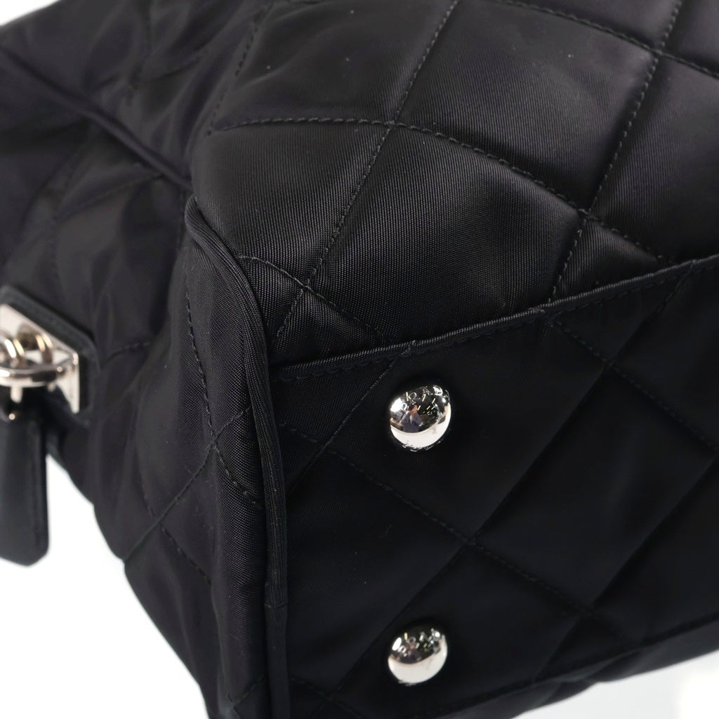 PRADA(プラダ) インプントゥ キルティング チェーンショルダーバッグ ナイロン×サフィアーノレザー ブラック 1BB903