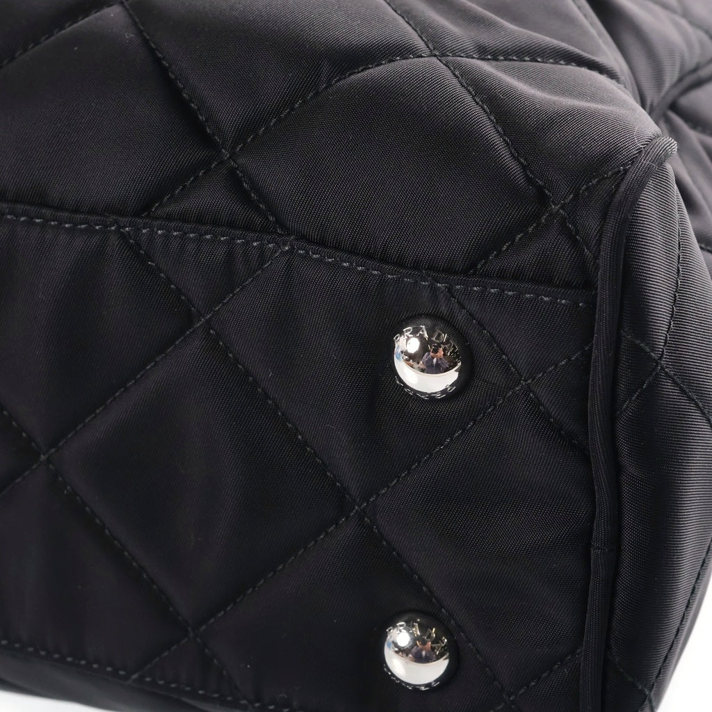 PRADA(プラダ) インプントゥ キルティング チェーンショルダーバッグ ナイロン×サフィアーノレザー ブラック 1BB903