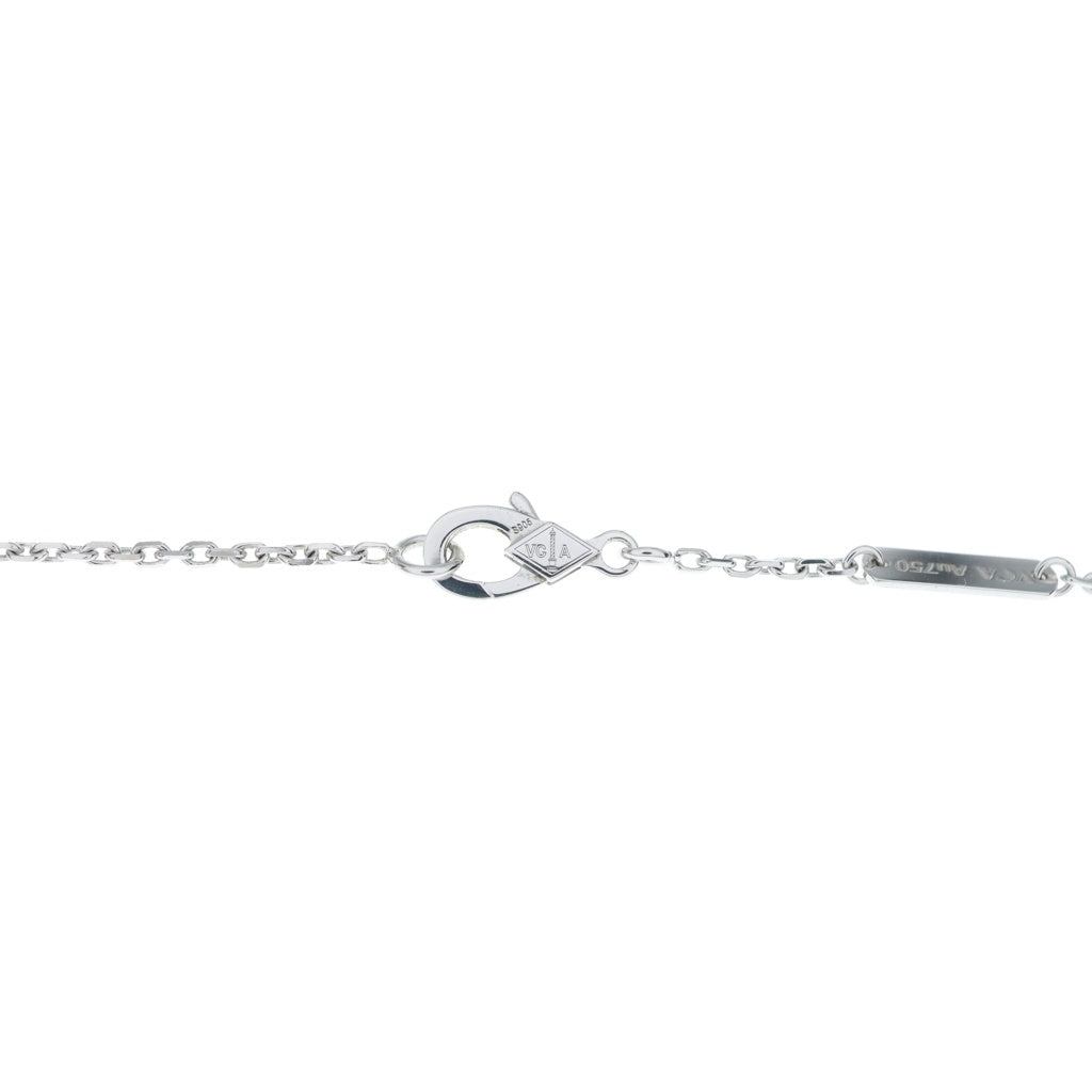 Van Cleef & Arpels(ヴァンクリーフアンドアーペル) ヴィンテージアルハンブラ カルセドニー ネックレス ペンダント チェーン ライトブルー×ホワイトゴールド Au750WG