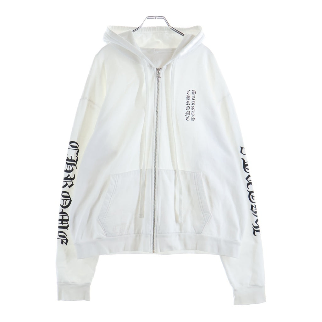 CHROME HEARTS(クロムハーツ) Vertical Arm Logo Zip Up Hoodie バーティカルアームロゴ ジップアップフーディー パーカー ホワイト レディース