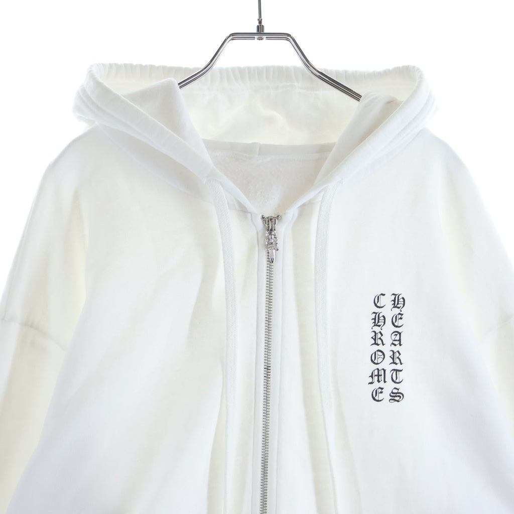 CHROME HEARTS(クロムハーツ) Vertical Arm Logo Zip Up Hoodie バーティカルアームロゴ ジップアップフーディー パーカー ホワイト レディース