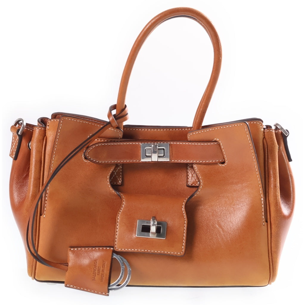 BALENCIAGA(バレンシアガ) BEL AIR ベルエア キャリーオールバッグ ミニ シルバー金具 スムースレザー ブラウン 835732
