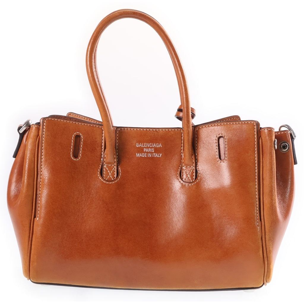 BALENCIAGA(バレンシアガ) BEL AIR ベルエア キャリーオールバッグ ミニ シルバー金具 スムースレザー ブラウン 835732