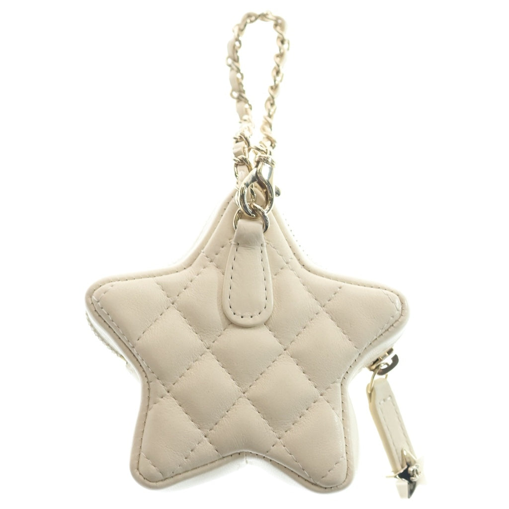 CHANEL(シャネル) ココマーク スター ポーチ バッグチャーム ラムスキン アイボリー AP4985