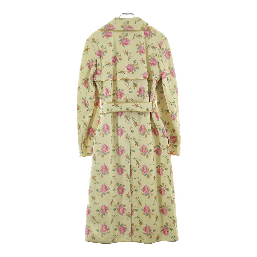 GUCCI(グッチ) ロング コート フラワープリント アウター ベルト付き レザー イエロー