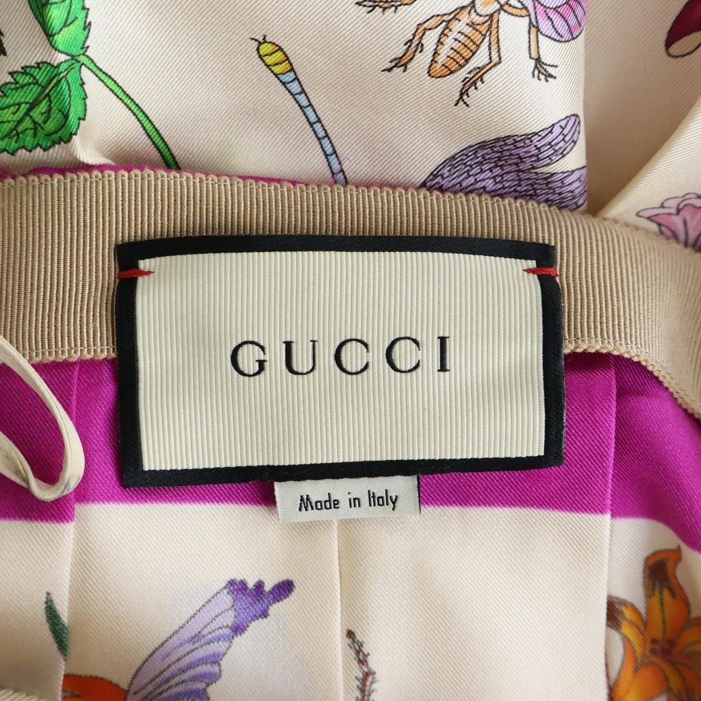 GUCCI(グッチ) ロングスカート ポピーフラワー プリーツ シルク ベージュ ピンク 409370 レディース