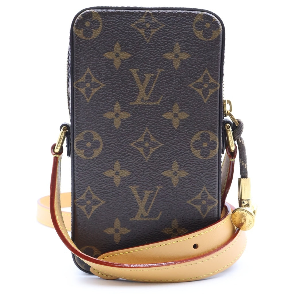 LOUIS VUITTON(ルイヴィトン) モノグラム ミュージックプレイヤー・ウェアラブルウォレット ショルダーバッグ ブラウン レザー M14063 ゴールド金具 レディース
