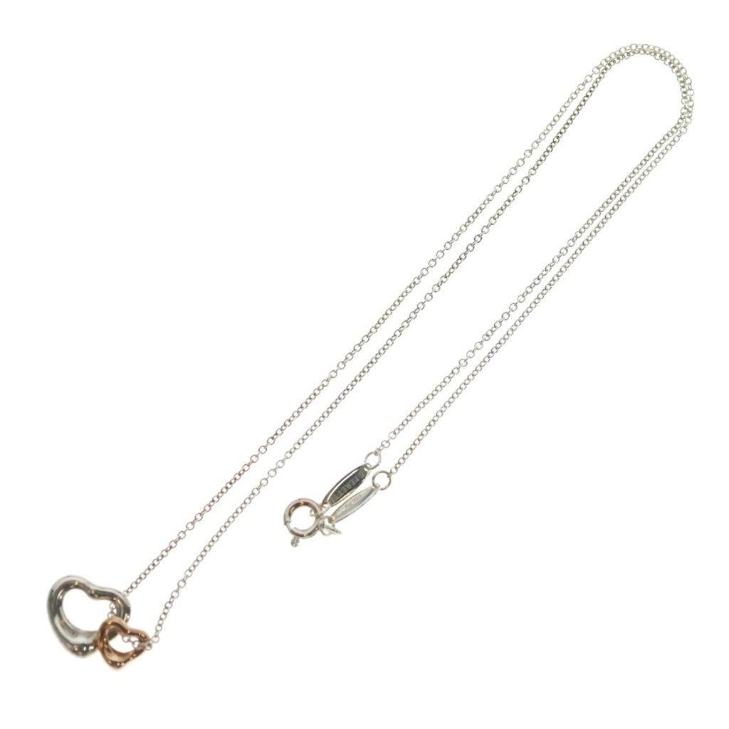 TIFFANY & Co.(ティファニー) エルサ ペレッティ ダブル オープンハート ネックレス SV925 K18ピンクゴールド シルバー 2.6g