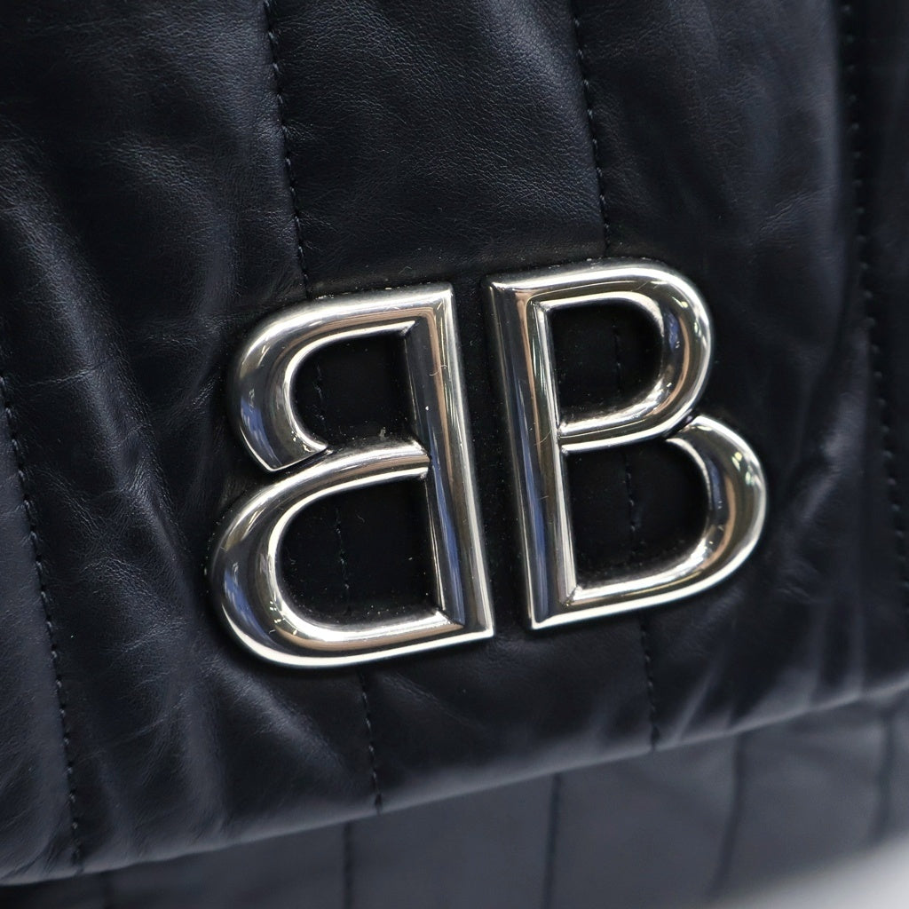 Christian Dior(クリスチャンディオール) モナコ ミディアム チェーン ショルダーバッグ BBロゴ シルバー金具 キルティング レザー ブラック 765945