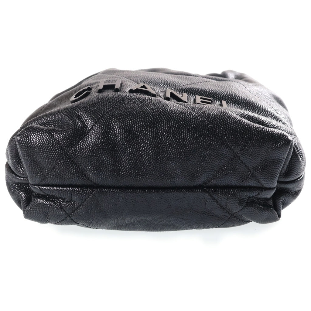 CHANEL(シャネル) シャネル22 ミニ チェーンショルダーバッグ ブラック キャビアスキン プレートシリアル AS3980 ゴールド金具 レディース