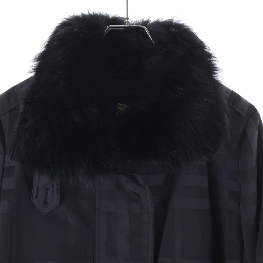 BURBERRY LONDON(バーバリーロンドン) フード ノバチェック ロングダウンジャケット ダウンコート ダークパープル FS354-032-39
