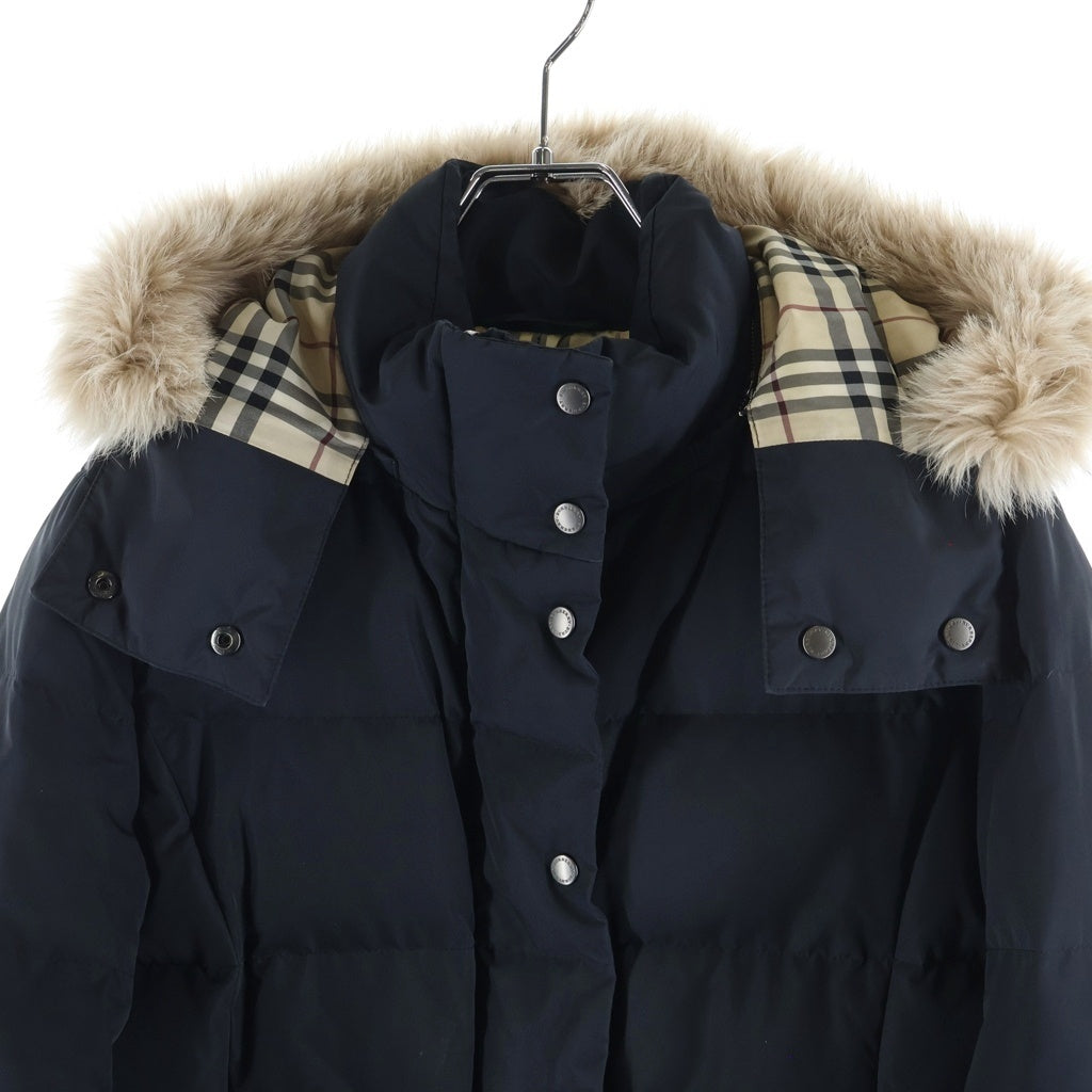 BURBERRY LONDON(バーバリーロンドン) ノバチェック ファーフードダウンジャケット ブラック FC011-826-09