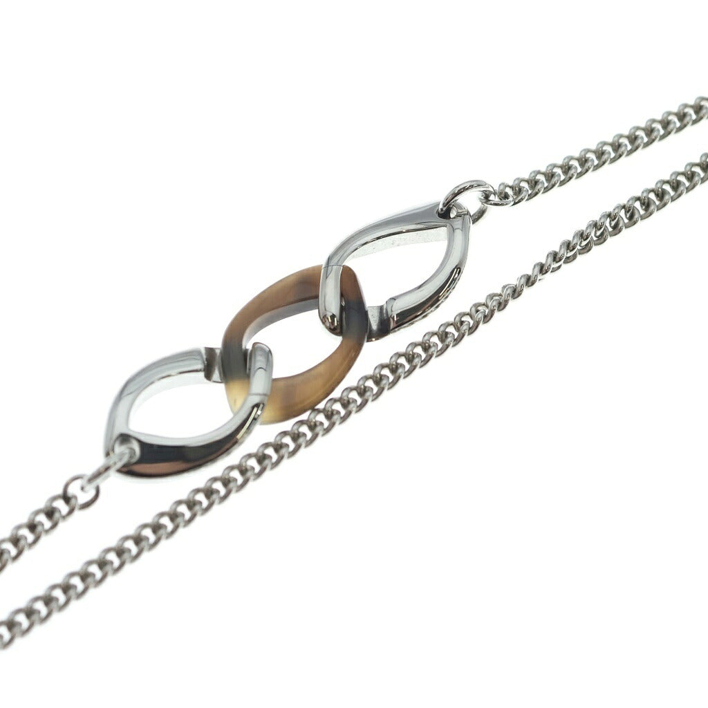 HERMES(エルメス) シェーヌ・ドゥ・H バッファローボーン チェーン ネックレス シルバー×ブラウン