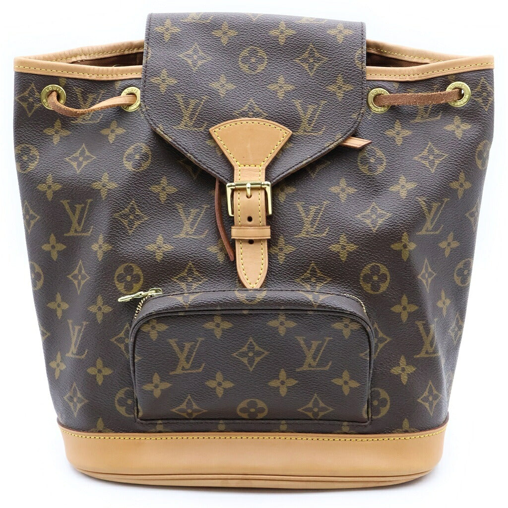 LOUIS VUITTON(ルイヴィトン) モノグラム モンスリPM リュックサック バックパック ブラウン レザー×PVC M51136 ゴールド金具
