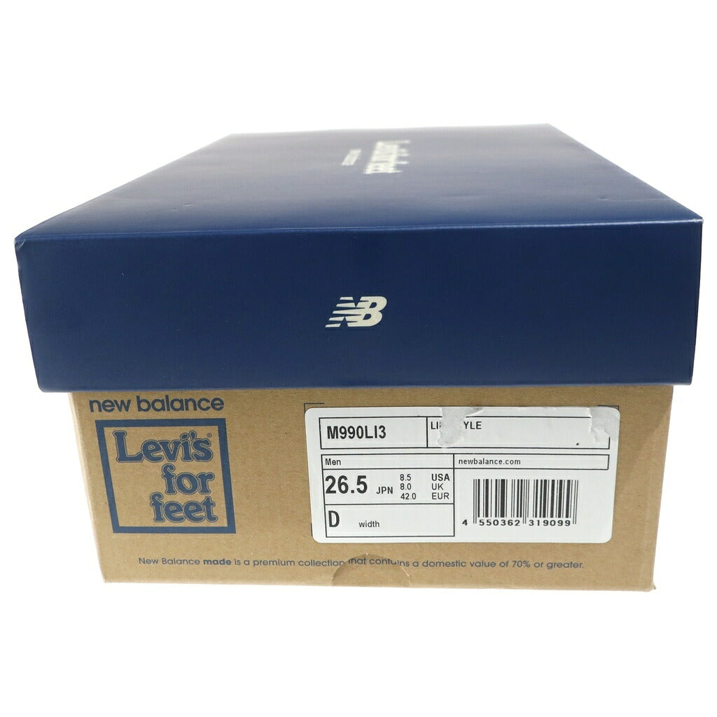 New Balance(ニューバランス) ×Levi's 990V3 ローカットスニーカー シューズ デニム US8.5/26.5cm ブルー M990LI3