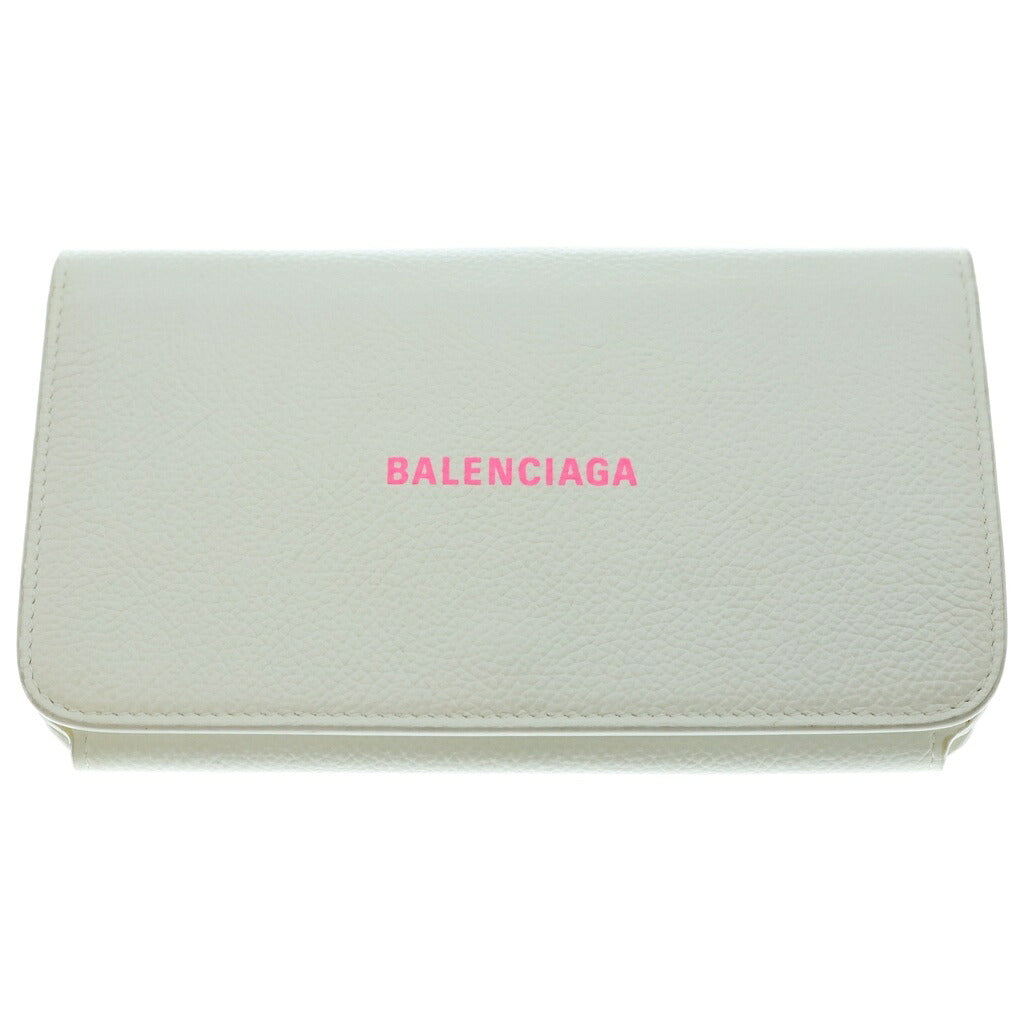 BALENCIAGA(バレンシアガ) エブリデイ チェーンショルダーウォレット ショルダーバッグ ホワイト×ピンク レザー 593785 シルバー金具