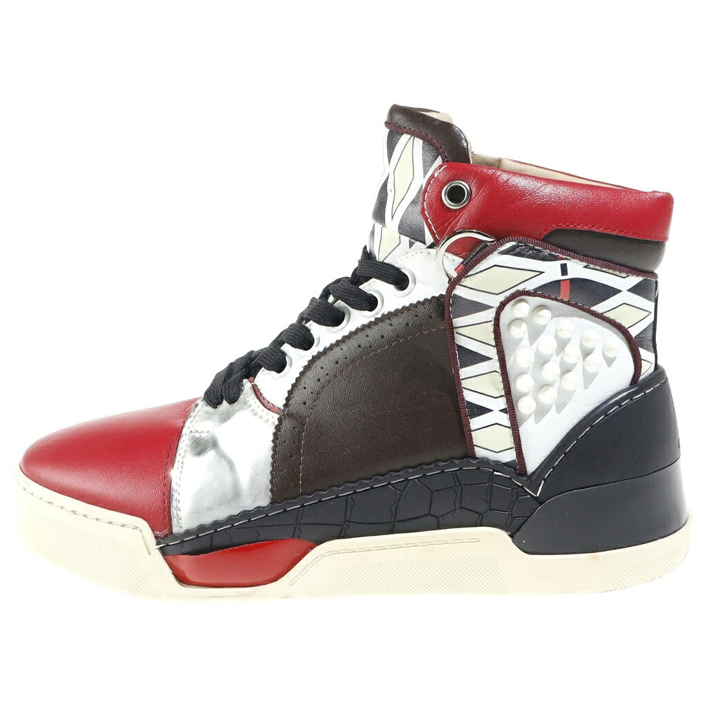 CHRISTIAN LOUBOUTIN(クリスチャンルブタン) ハイカット スニーカー スタッズ レースアップ ホワイト/ブラック/レッド