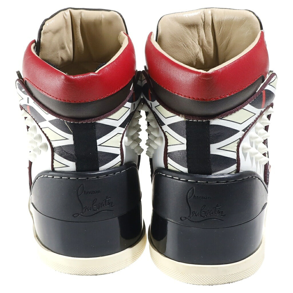 CHRISTIAN LOUBOUTIN(クリスチャンルブタン) ハイカット スニーカー スタッズ レースアップ ホワイト/ブラック/レッド