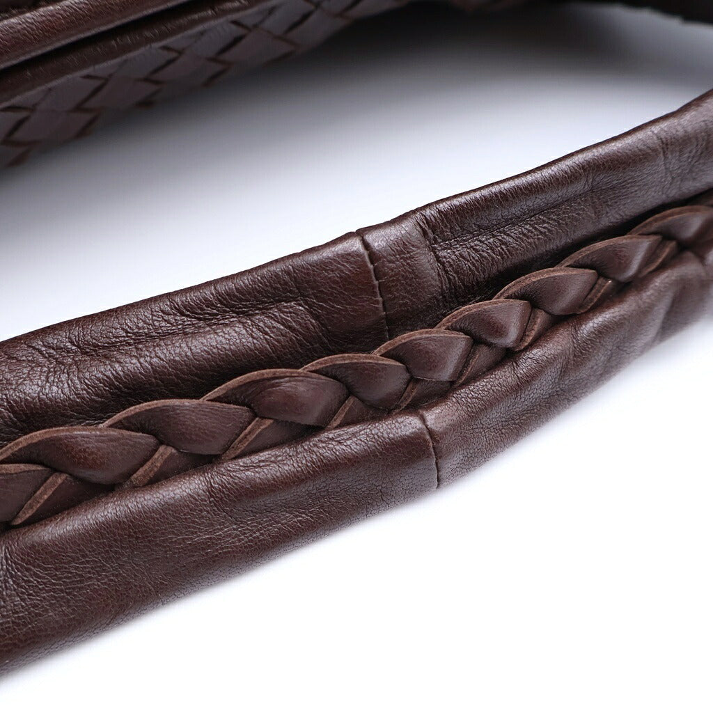 BOTTEGA VENETA(ボッテガヴェネタ) イントレチャート トートバッグ ショルダーバッグ ホーボーバッグ ブラウン レザー 115654 ゴールド金具