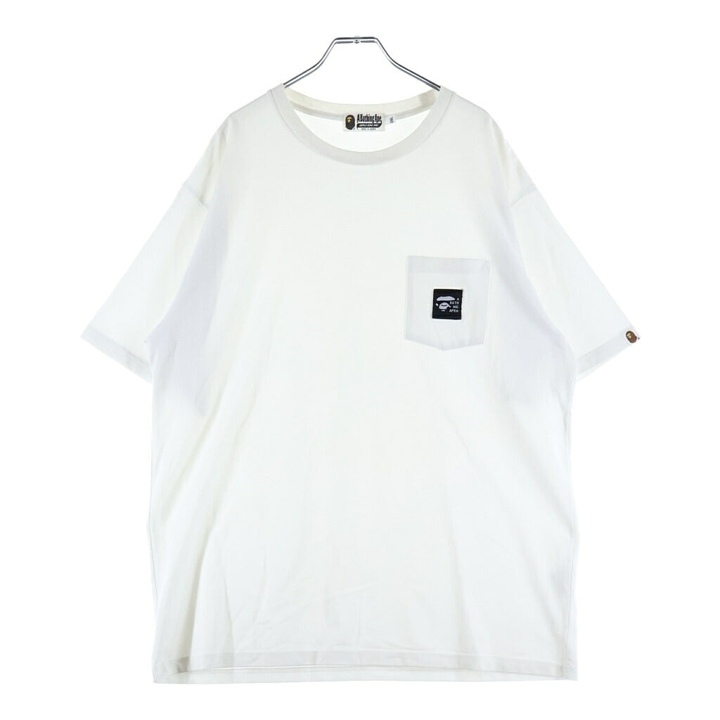A BATHING APE(アベイシングエイプ) ワッペンロゴ ポケット クルーネック 半袖Tシャツ カットソー ホワイト