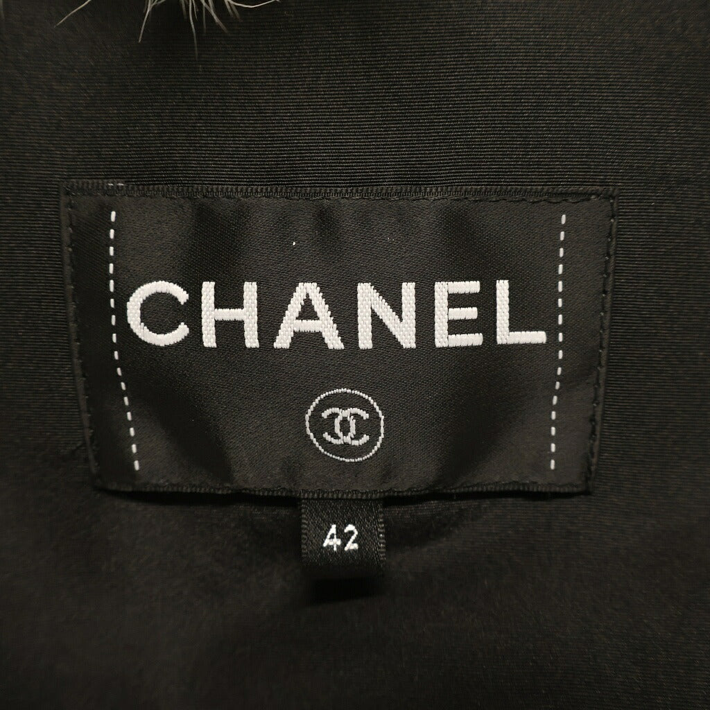 CHANEL(シャネル) 23FW ココネージュ パカ パディング ダウンジャケット アウター ファー ポリエステル ネイビー P74335 レディース