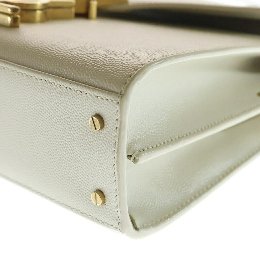 SAINT LAURENT PARIS(サンローランパリ) カサンドラ トップハンドル 2WAYハンドバッグ ショルダーバッグ アイボリー レザー 623930 ゴールド金具