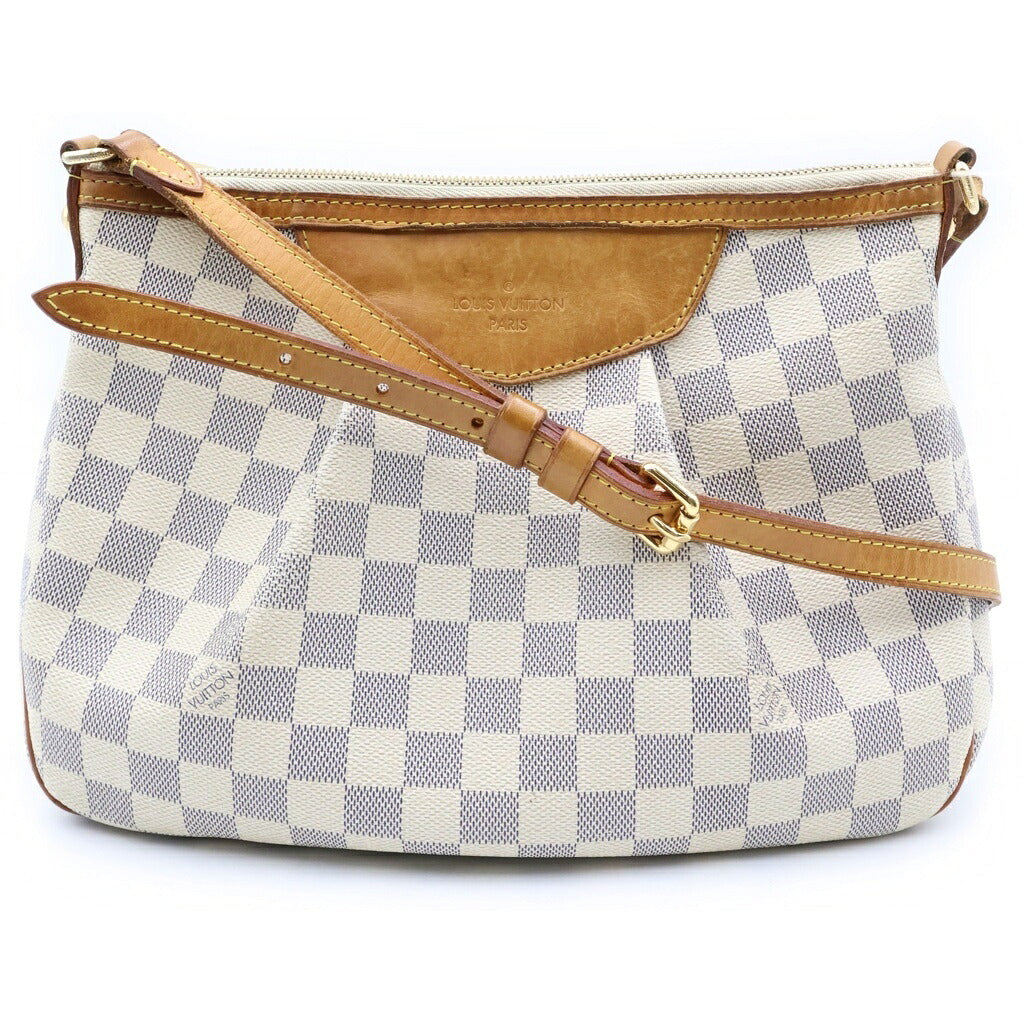 LOUIS VUITTON(ルイヴィトン) ダミエアズール シラクーサPM ショルダーバッグ アイボリー×ブラウン レザー×PVC N41113 ゴールド金具