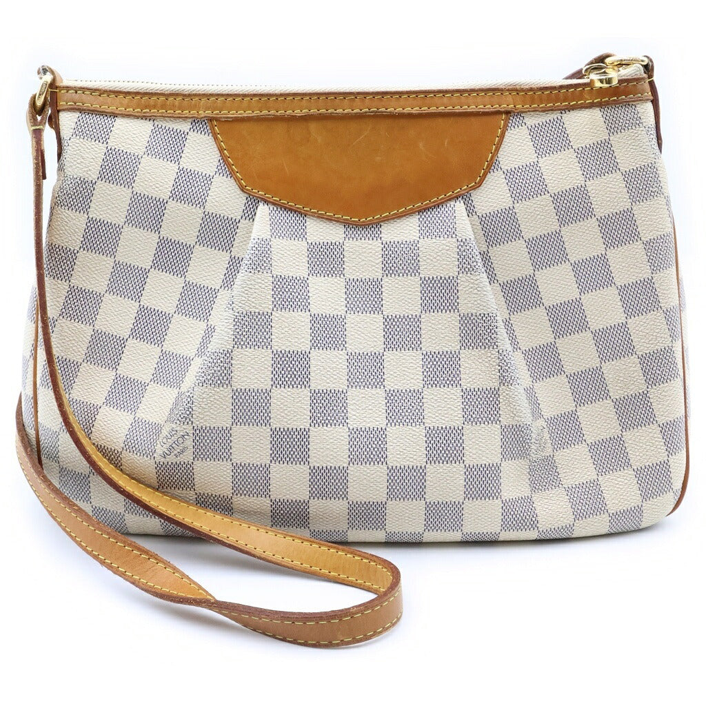 LOUIS VUITTON(ルイヴィトン) ダミエアズール シラクーサPM ショルダーバッグ アイボリー×ブラウン レザー×PVC N41113 ゴールド金具