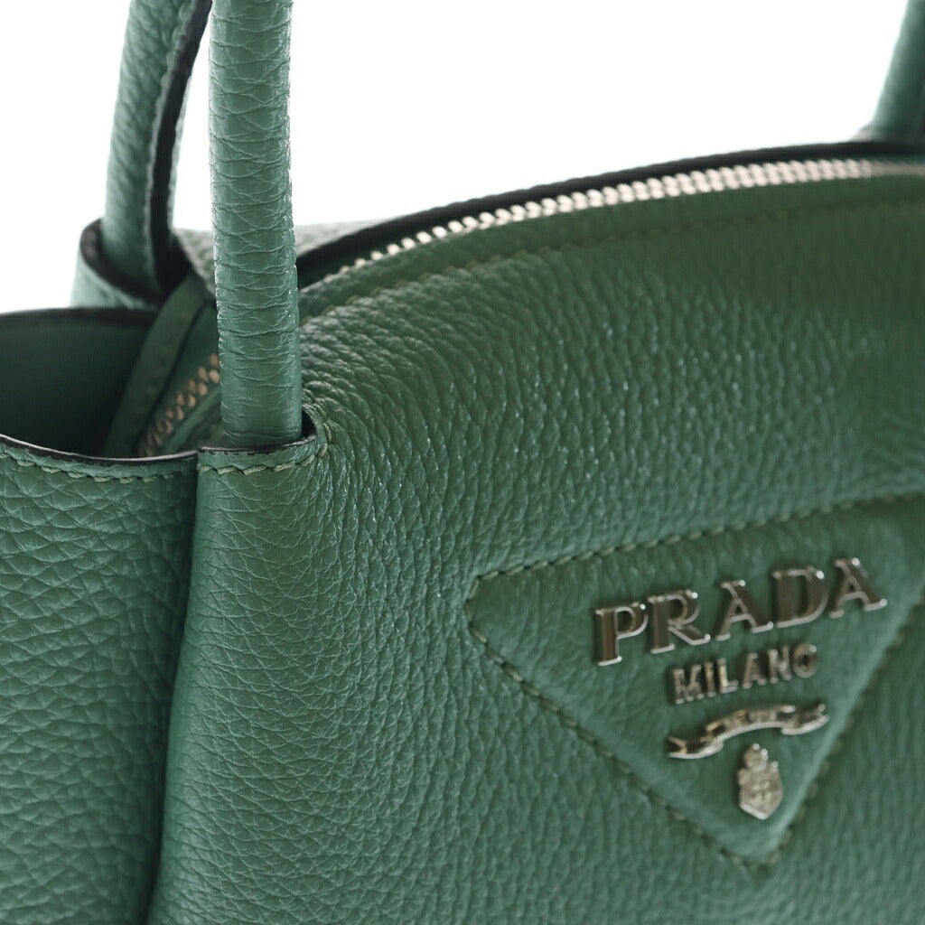 PRADA(プラダ) フルー ヴィッテロダイノ 2WAYハンドバッグ ショルダーバッグ ライトグリーン レザー 1BA362 シルバー金具 レディース
