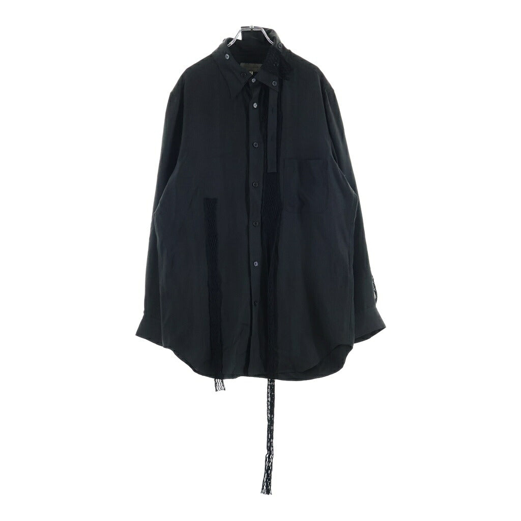 B Yohji Yamamoto(ビー ヨウジヤマモト) シャツ 長袖 レース リボン シルク ブラック