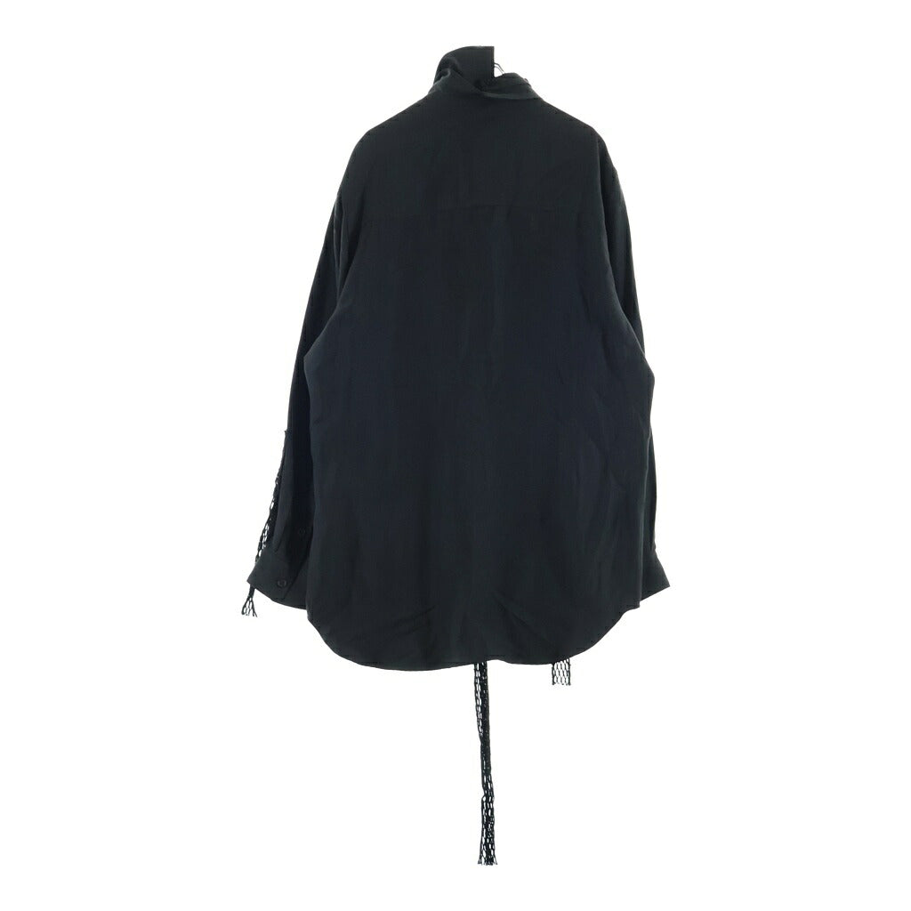 B Yohji Yamamoto(ビー ヨウジヤマモト) シャツ 長袖 レース リボン シルク ブラック